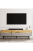 İNARCH DİZAYN Sign Kapaklı Tv Ünitesi, Tv Sehpası - Metal Ayak - Gri/kilim - 1