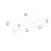 İNARCH DİZAYN Luga Kapaklı Tv Ünitesi, Tv Sehpası - Metal Siyah Ayak - Gri/traverten thumbnail 2