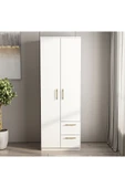 İNARCH DİZAYN Merlin 2 Kapaklı, Çekmeceli Gardırop, Yatak Odası Dolap, Elbise Dolabı Beyaz thumbnail 1