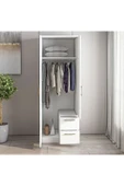 İNARCH DİZAYN Merlin 2 Kapaklı, Çekmeceli Gardırop, Yatak Odası Dolap, Elbise Dolabı Beyaz thumbnail 4
