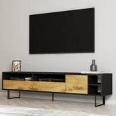 İNARCH DİZAYN Luga Kapaklı Tv Ünitesi, Tv Sehpası - Metal Siyah Ayak - Gri/traverten thumbnail 1