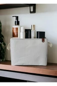 Gri Çizgili Çok Amaçlı Dolap İçi Oyuncak  Saklama Kutusu Sepeti Organizer 27X37X25 - 6