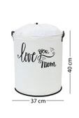 Love You Mom Baskılı Ağzı Büzgülü Düzenleyici Saklama Kutusu Oyuncak Kirli Sepeti - 4