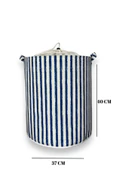 Lacivert Çizgili Fileli Katlanır Banyo Kirli Çamaşır Dolap Içi Yatak Odası Düzenleyici Sepet 37x40 - 6