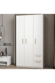 İNARCH DİZAYN Vespera Çıta Detaylı 3 Kapaklı, Çekmeceli Gardırop Beyaz, 90 cm thumbnail 3