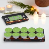 Tealight Mum 10x10 Gr Dekoratif Mumu Kandil Hediyelik Fitilli Mumluk Şamdan Yeşil Renk Kokusuz - 6