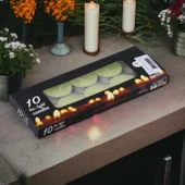Tealight Mum 10x10 Gr Dekoratif Mumu Kandil Hediyelik Fitilli Mumluk Şamdan Krem Renk Kokusuz - 2