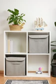 Gri Kumaş Kapaklı Saklama Kutusu Eşya Düzenleyici 30x30x30 - 2
