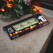 Tealight Mum 10x10 Gr Dekoratif Mumu Kandil Hediyelik Fitilli Mumluk Şamdan Krem Renk Kokusuz - 3