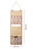 Etnik Garnili 3 Cepli Çok Amaçlı Askılı Duvar Tipi Dolap Içi Banyo Mutfak Düzenleyici Organizer 20 x 60 - 3