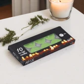 Tealight Mum 10x10 Gr Dekoratif Mumu Kandil Hediyelik Fitilli Mumluk Şamdan Yeşil Renk Kokusuz - 4