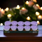 Tealight Mum 10x10 Gr Dekoratif Mumu Kandil Hediyelik Fitilli Mumluk Şamdan Lila Renk Kokusuz - 4