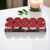 Tealight Mum 10x10 Gr Dekoratif Mumu Kandil Hediyelik Fitilli Mumluk Şamdan Kırmızı Renk Kokusuz - 4