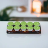 Tealight Mum 10x10 Gr Dekoratif Mumu Kandil Hediyelik Fitilli Mumluk Şamdan Yeşil Renk Kokusuz - 3