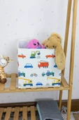 Araba Desenli Kapaksız Oyuncak Kutusu Dizenleyici Organizer Kutu 30 x 30 x 30 - 3