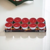 Tealight Mum 10x10 Gr Dekoratif Mumu Kandil Hediyelik Fitilli Mumluk Şamdan Kırmızı Renk Kokusuz - 5