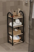 Çavdar Group Chawood Mini Ahşap Çubuklu 4 Bölmeli Siyah Banyo Düzenleyici Masif Ahşap Ayakkabılık Raf Ünitesi - 1
