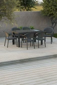 Çavdar Group 80x140 cm Rattan 6 Kişilik Masa Takımı Camlı Bambu Sandalye Bahçe Teras Takımı Oturma Grubu - 1