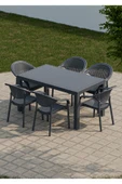 Çavdar Group 90x150 cm Rattan 6 Kişilik Masa Takımı Camsız Bambu Sandalye Bahçe Teras Takımı Oturma Grubu - 2