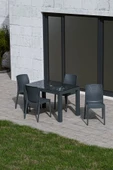 Çavdar Group 70x120 cm Rattan 4 Kişilik Masa Takımı Camlı Natura Sandalye Bahçe Teras Takımı Oturma Grubu - 1