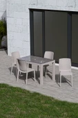 Çavdar Group 70x120 cm Rattan 4 Kişilik Masa Takımı Camlı Natura Sandalye Bahçe Teras Takımı Oturma Grubu - 1