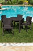 Çavdar Group Rattan 90x90 Cm Camsız Bahçe Balkon Teras Masa Takımı 4 Adet Sandalye - 1