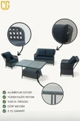 Çavdar Group İcon Raddan 2+1+1 Çay Seti Balkon Teras Bahçe Mobilyası El Örgüsü Raddan 4 Kişilik Oturma Grubu - 2