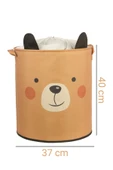 2'li Bear Tasarımlı Bebek Çocuk Odası Düzenleyici Saklama Kutusu Oyuncak Kirli Sepeti 37x40 - 3