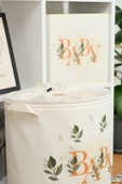 Baby Yazı Baskılı Silindir Ağzı Büzgülü Sepet Ve Kapaksız Kutu 37x40-30x30 - 4