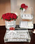 Siena Gümüş Söz Nişan Kız İsteme Çikolatası ve İsteme Çiçeği Seti - 1