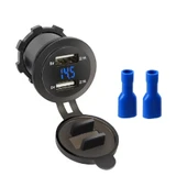 Voltmetreli USB Portu 4.2A 12V 24V Mavi Led Işıklı thumbnail 1