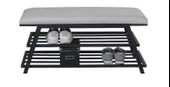 FREYA PUFLU AYAKKABILIK 80 CM SİYAH METAL  KREM  PUF, DEMONTE AYAKKABILIK , RAFLI AYAKKABILIK, METAL AYAKKABILIK - 1