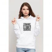 Pubg Straıght Outta Sosnovka Baskılı Beyaz Kadın Örme Kapşonlu Sweatshirt Uzun kol - 1