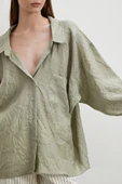 Oversize Kraşlı Gömlek Haki - 5