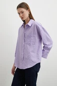 Gofre Kareli Gömlek Mor thumbnail 4