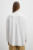 Keten Karışımlı Linen Prunes Gömlek Beyaz - 6
