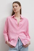 Çizgi Desenli Gömlek Pembe thumbnail 1