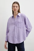 Gofre Kareli Gömlek Mor thumbnail 2