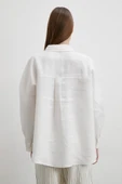 Robalı Cepli Keten Gömlek Ekru thumbnail 6