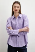 Gofre Kareli Gömlek Mor thumbnail 3
