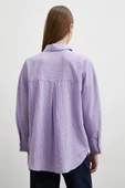 Gofre Kareli Gömlek Mor thumbnail 6
