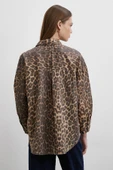 Leopar Desenli V Yaka Gömlek Kahve - 6