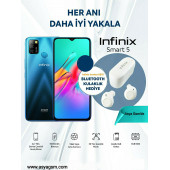 Infinix Smart 5 64GB 4GB RAM ( Kvk Türkiye Garantili ) Irocker XE15 Bluetooth Kulaklık hediyeli - 1
