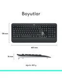 Logitech MK540 ADVANCED Kablosuz Türkçe Klavye Mouse Seti - Siyah - 5