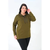 Büyük Beden Kapüşonlu Sweatshirt - 1