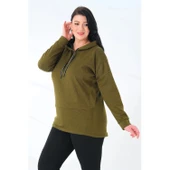 Büyük Beden Kapüşonlu Sweatshirt - 2