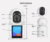 QASUL Kablosuz Bağlantı Telefonu Ev İçin 360° Bebek Monitörü Tam Renkli Gece Görüşü Otomatik Takip Wifi Kamera - 2