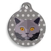 British Shorthair Gri Yuvarlak Kedi Künyesi - 1