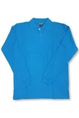 mavi uzun Kol Okul Lakos Tişört/T-Shirt polo yaka - 1