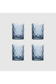 Easy Life Rölyef Süslemeli 4 lü Cam Su Bardağı Seti Mavi - 300ml thumbnail 2